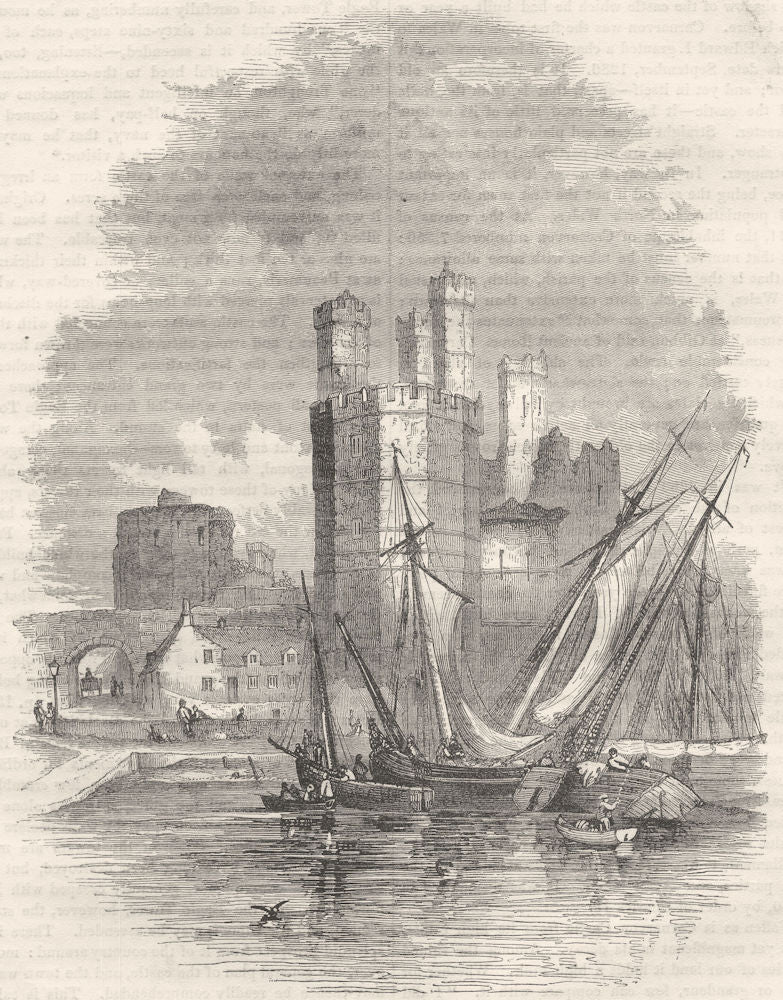 WALES. Eagle Tower, Carnarvon Castle 1850 old antique vintage print picture